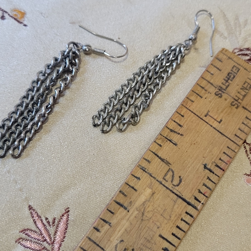Silver Chain Tassel Earrings
